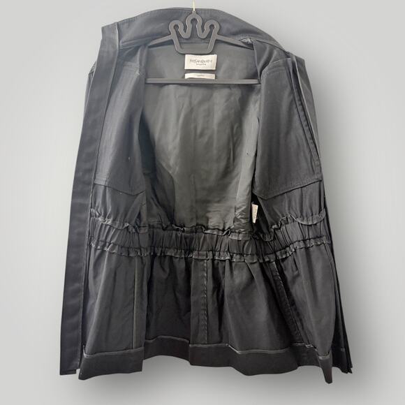 YSL Rive Gauche Tom Ford 2003 Studded Military Jacket Black FR 36 Archive Runway - Picture 3 of 11